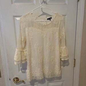 Elegant Cream Lace Women's Top